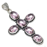 Pink Kunzite Gemstone Pendant, Handmade Sterling Silver Pendant"