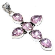 Natural Pink Kunzite Gemstone Handmade Pendant, Sterling Silver Pendant"