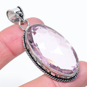 Natural Pink Kunzite Gemstone Pendant, Handmade Sterling Silver Pendant"
