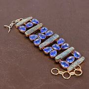 Bracelet Kyanite, Blue Topaz Gemstone Handmade Copper Jewelry 7-8