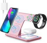 Wireless Charger, 3 in 1 Wireless Charging Station, Fast Wireless Charger Stand for iPhone 15 14 13 12 11 Pro Max XR XS 8 Plus, for Apple Watch 8 7 6 5 4 3 2 SE,for AirPods Pro 3 2