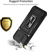 Military Grade Heavy Duty Protective Sturdy Rotate Ring Kickstand Phone Case for iPhone 13 Pro Max with Slide Camera Cover Drop Tested