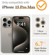 iPhone 15 Pro Max Case Floral,with Screen Protector & Camera Lens Protector, Hard PC + TPU Bumper Shockproof Protective Clear