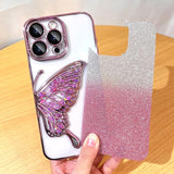 3D Butterfly Case for iPhone 12, 13 Pro Max, Cute Girly Glitter Bling Luxury Quicksand, Protective Shockproof, Slim Camera Protection-Pink