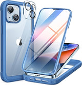 Magnetic Case for iPhone 14, 15 Pro & Pro Max- Compatible with Magsafe- Full-Body Drop Proof Bumper with Built-in 9H Tempered Glass Screen Protector,Blue