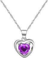 Platinum Plated Heart Shaped Cubic Zirconia Crystal Pendant Necklace for Women