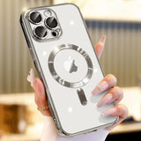 Diamond Clear Stylish Case for iPhone 13, 14, 15 Pro & Pro max with Integrated Camera Lens Protection, [Seamless Work with Magsafe]-Metallic Glossy Soft Bumper