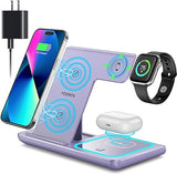 Wireless Charger, 3 in 1 Wireless Charging Station, Fast Wireless Charger Stand for iPhone 15 14 13 12 11 Pro Max XR XS 8 Plus, for Apple Watch 8 7 6 5 4 3 2 SE,for AirPods Pro 3 2