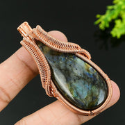 Labradorite Gemstone Pendant, Copper Wire Wrap Pendant"