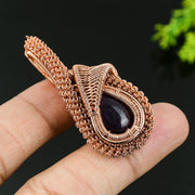 Sage Amethyst Gemstone Pendant, Copper Wire Wrap Pendant"