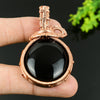 Black Onyx Gemstone Pendant, Copper Wire Wrap Pendant