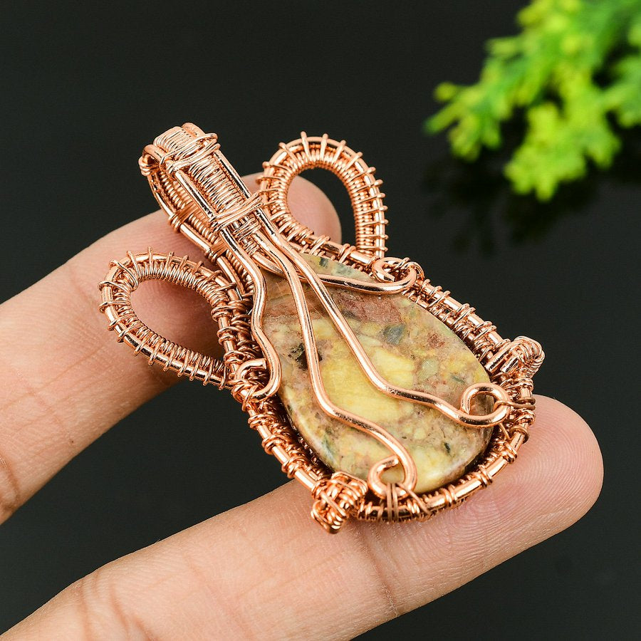 Wild Horse Gemstone Pendant, Copper Wire Wrap Pendant