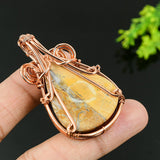 Picture Jasper Gemstone Pendant, Copper Wire Wrap Pendant"
