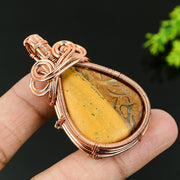 Picture Jasper Gemstone Pendant, Copper Wire Wrap Pendant"