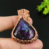 Purple Labradorite Gemstone Pendant, Copper Wire Wrap Pendant"