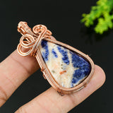 Sodalite Gemstone Pendant, Copper Wire Wrap Pendant"