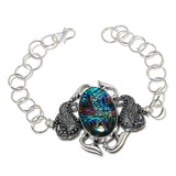 Natural Dicorich Glass Gemstone Silver Bracelet