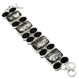 Bracelet Natural Black Rutile, Spinel Handmade 925 Sterling Silver 7-8″