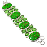 Bracelet Natural Green Turquoise,Peridot Gemstone 925 Sterling Silver 8″