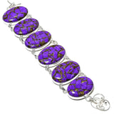 Bracelet Natural Copper Charoite Gemstone Handmade 925 Sterling Silver 7-8″