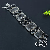 Bracelet Natural Black Rutile, Spinel Handmade 925 Sterling Silver 7-8″