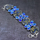 Bracelet Natural Copper Sodalite,Blue Topaz Gemstone 925 Sterling Silver 8″