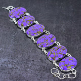 Bracelet Natural Copper Charoite Gemstone Handmade 925 Sterling Silver 7-8″