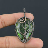 Tree Of Life Peridot Gemstone Pendant, Copper Wire Wrap Pendant"