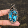 Natural Tibetan Turquoise Gemstone Pendant, Copper Wire Wrap Pendant