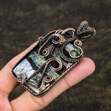 Abalone Shell Gemstone Pendant, Copper Wire Wrap Pendant"