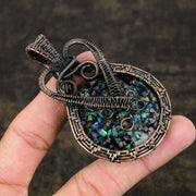 Australian Opal Gemstone Pendant, Handmade Copper Wire Wrap Pendant"