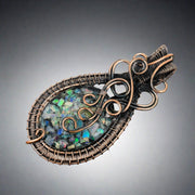 Australian Triplet Opal Gemstone Pendant, Copper Wire Wrap Pendant"