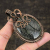 Black Rutile Gemstone Pendant, Copper Wire Wrap Pendant