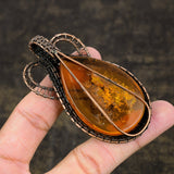 Baltic Amber Gemstone Pendant  in Copper