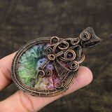 Rainbow Solar Quartz Gemstone Pendant, Copper Wire Wrap Gift Pendant"
