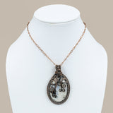 Rainbow Moonstone Gemstone Copper Wire Wrap Jewelry Pendant 2.99"