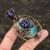 Tibetan Turquoise Gemstone Pendant, Copper Wire Wrap Pendant