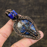 Sodalite, Lapis Lazuli Gemstone Pendant, Copper Wire Wrap Pendant"
