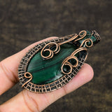 Melachite Gemstone Pendant, Handmade Copper Wire Wrap Gift Jewelry Pendant"
