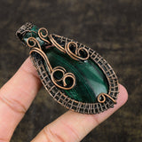 Melachite Gemstone Pendant, Handmade Copper Wire Wrap Gift Jewelry Pendant"