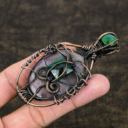 Lepidolite Gemstone Pendant, Handmade Copper Wire Wrap Pendant"