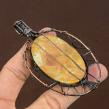 Malinga Jasper Gemstone Copper Wire Wrap Tree Of Life Pendant 3.7"