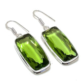 Earring Natural Peridot Gemstone Handmade 925 Sterling Silver Gift 2.01"