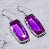 Earring Natural Pink Amethyst Gemstone 925 Sterling Silver Gift 2.01"