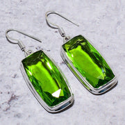 Earring Natural Peridot Gemstone Handmade 925 Sterling Silver Gift 2.01"