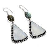 Earring Natural Mystic Topaz, Labradorite 925 Sterling Silver Gift 2.76"