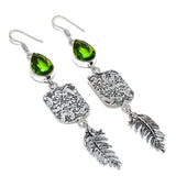 Earring Natural Peridot Gemstone Handmade 925 Sterling Silver Gift 3.66"