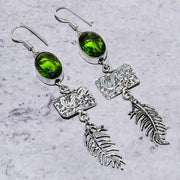 Earring Natural Peridot Gemstone Handmade 925 Sterling Silver Gift 3.19"