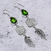 Earring Natural Peridot Gemstone Handmade 925 Sterling Silver Gift 3.35"