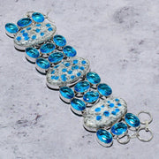 Bracelet Natural K2 Azurite, Blue Topaz Gemstone 925 Sterling Silver 7-8"